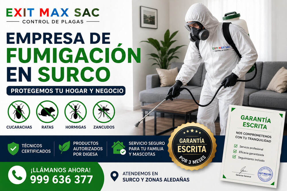 Empresa de fumigación en Surco con garantía escrita